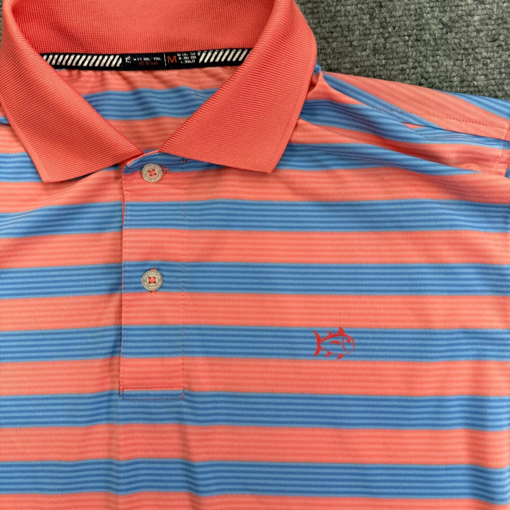 Southern Tide Polo Shirt Mens Medium Striped Tide To Trail Performance Golf - Picture 5 of 11
